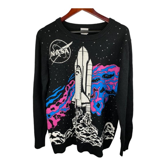 Ripple Junction Other - RIPPLE JUNCTION NASA Space Rocket 60s 70s Psychedelic Knit Crewneck Sweater LRG